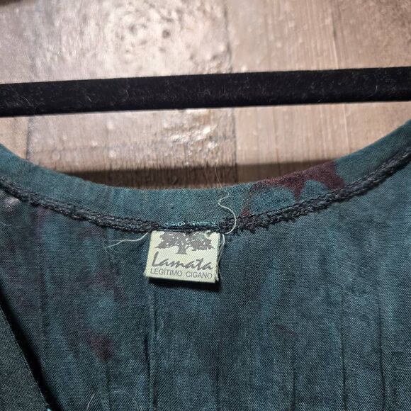 Lamata Vintage 90s Green Empire Waist Regency Midi Dress - Picture 6 of 7